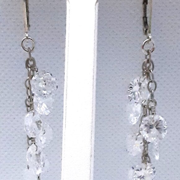Designer Nina Nguyen sterling clear dangle earrings from her Sai-Gon Collection - Picture 2 of 14